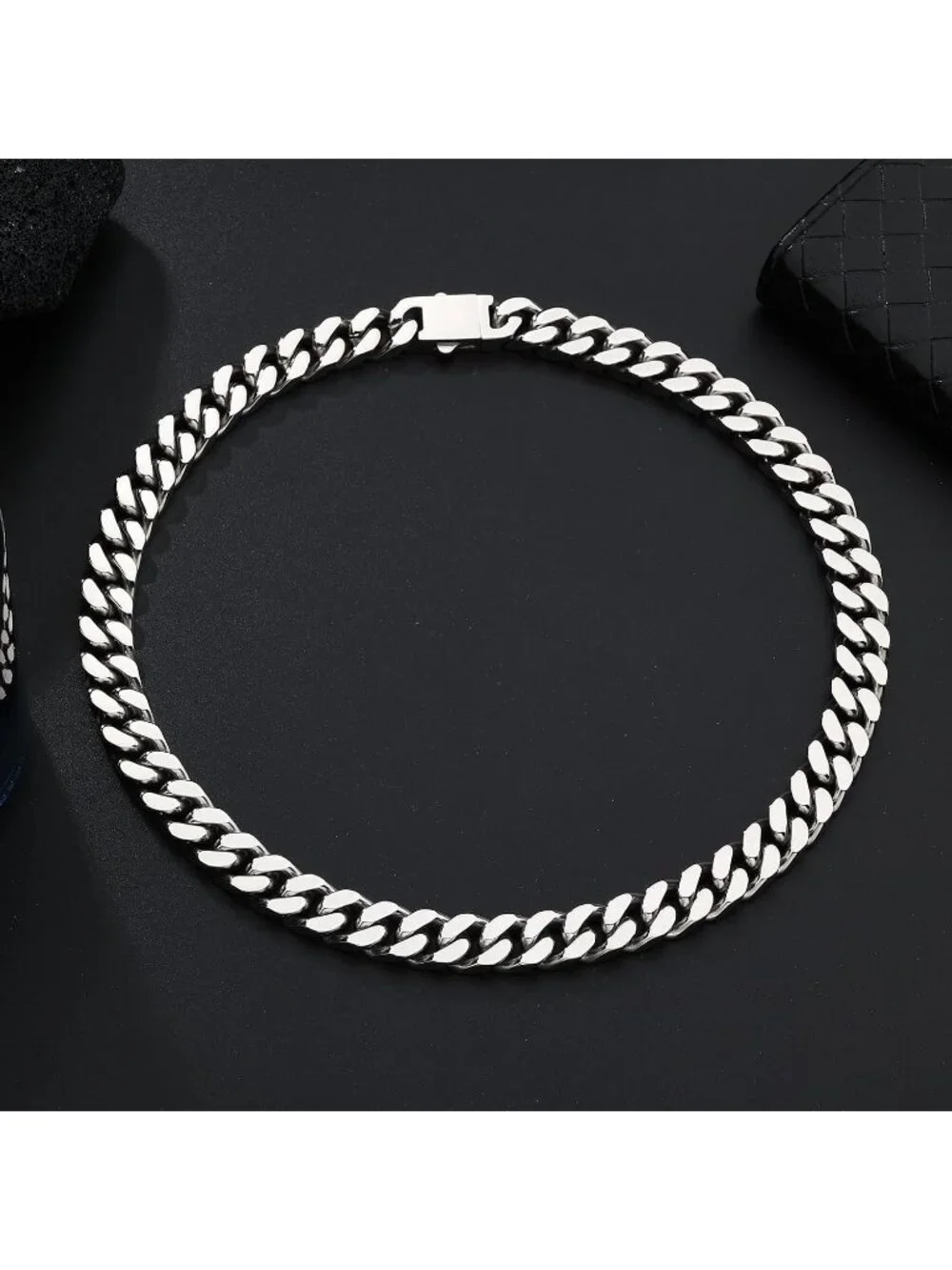 Unisex 11MM Silver Chain Cuban Link 11mm Stainless Steel Gold Silver Plated